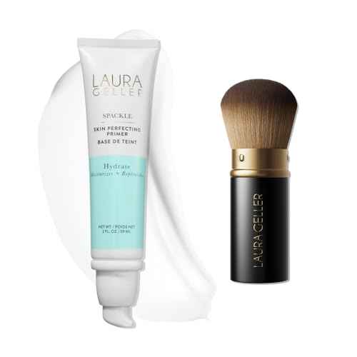 LAURA GELLER NEW YORK Spackle Skin Perfecting Makeup Primer, Hydrate + Airbrush Round Kabuki Brush