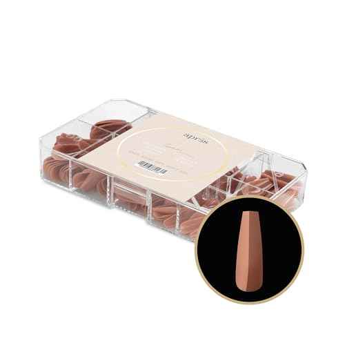 Apres Neutrals Gel-X Imani Box Of Nail Tips, 11 Sizes 00-9, Soft Gel Tip Box (150pcs) (Sculpted Coffin Long, 150)