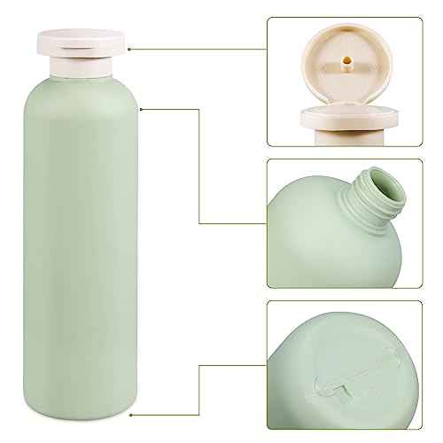 Travel Shampoo Bottle, Empty Plastic Squeeze Bottles 13.5oz with Flip Cap, Lotion Container for Toiletries Travel Size Shampoo and Conditioner (2 pack blue, 2 pack green)