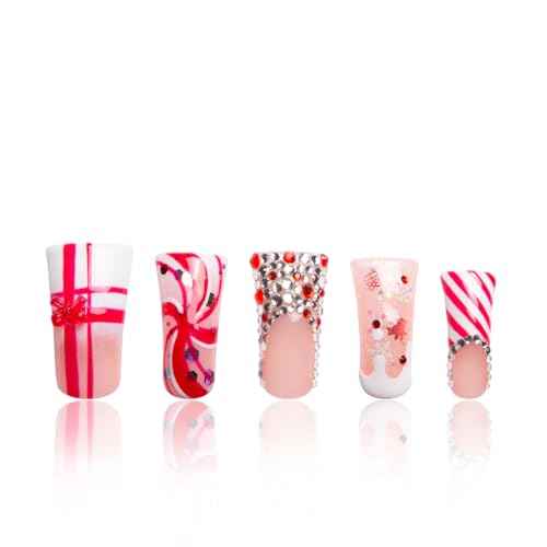 LOVFUL Press on Nails Christmas Gift | Handmade with Full Covered Crystals | Reusable Full Cover Nails | Duck Classic Regular 1.3 in | H349-L