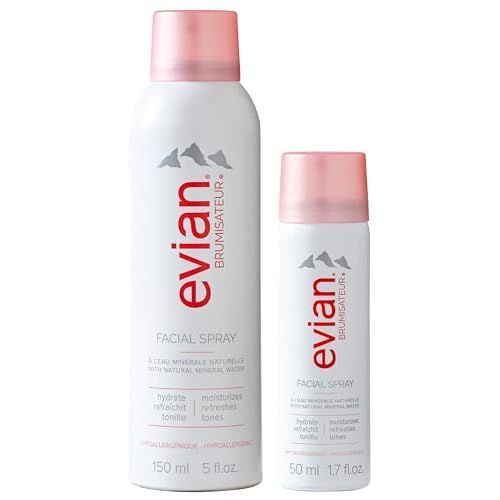 Evian Facial Spray Weekender Kit - Hydrating Mineral Water Mist for Face & Skin - Refreshes Makeup, Sets, & Tones - Travel-Friendly Size for Weekend Hydration and Skincare Essentials