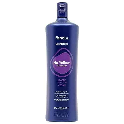 Fanola Wonder No Yellow Purple Hair Mask - Acidic pH Deep Conditioning Hair Mask for Blonde, Bleached & Grey Shades - Intense Violet Pigment Neutralizes Brassy Tones (33.8 Ounce)