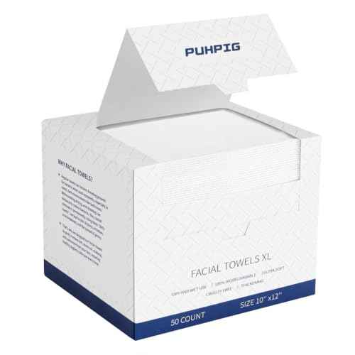 Disposable Face Towels 100% USDA Biobased Makeup Remover Dry Wipes Face Towelette, 10in X 12in Large Size Super Soft & Thick Face Cloths for Sensitive Skin 50 Ct /1 Pack