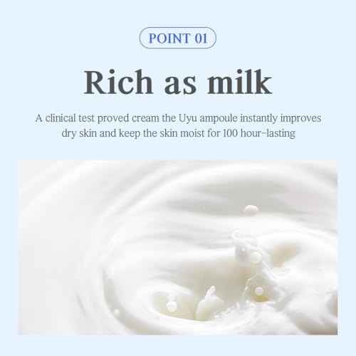NACIFIC Uyu Cream Moisturizing Set Toner 150ml 5.07fl.oz, Ampoule 50ml 1.69fl.oz, Cream 50ml 1.69fl.oz, Milk Jeju Island, 100 housr lasting, Deep Moisture