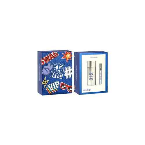 Carolina Herrera 212 for Men 2 Piece Set (3.4 Ounce Eau de Toilette Spray + 10ml Travel Spray)