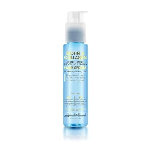 GIOVANNI Biotin & Collagen Hair Serum - Hair Strengthening, Smoothing & Styling, Vegan, Cruelty-Free, Infused with Natural Botanical Ingredients, Salon-Quality, For Healthy-Looking Hair - 2.75 Oz