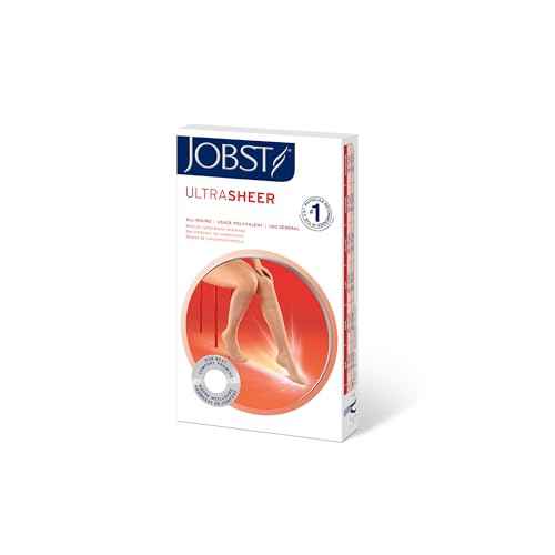 JOBST UltraSheer Knee-High Compression Stockings for Women - Closed Toe - Medical Compression 20-30 mmHg - For Varicose and Spider Veins - Helps Prevent Swelling - Natural, Medium Petite