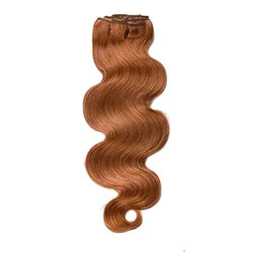 viviaBella Body Wave Clip in Human Hair Extensions Copper Red 20 Inches 140 Gram Human Hair human hair clip in extensions Brazilian Virgin Hair Double Weft 7Pcs/lot 16 Clips (140g 20", Copper Red)
