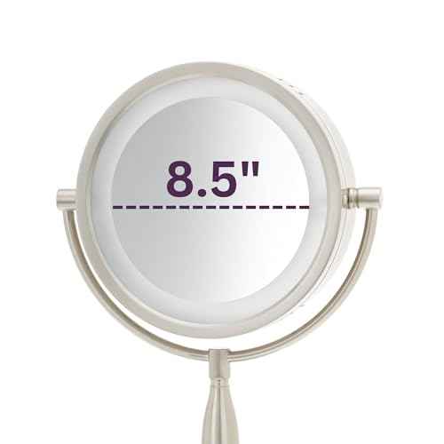 JERDON LED Lighted Tabletop Vanity Makeup Mirror ? 8.5¡± Diameter with 7X-1X Magnification ? Nickel Finish ? Power Cord and Plug ? Model LT856N