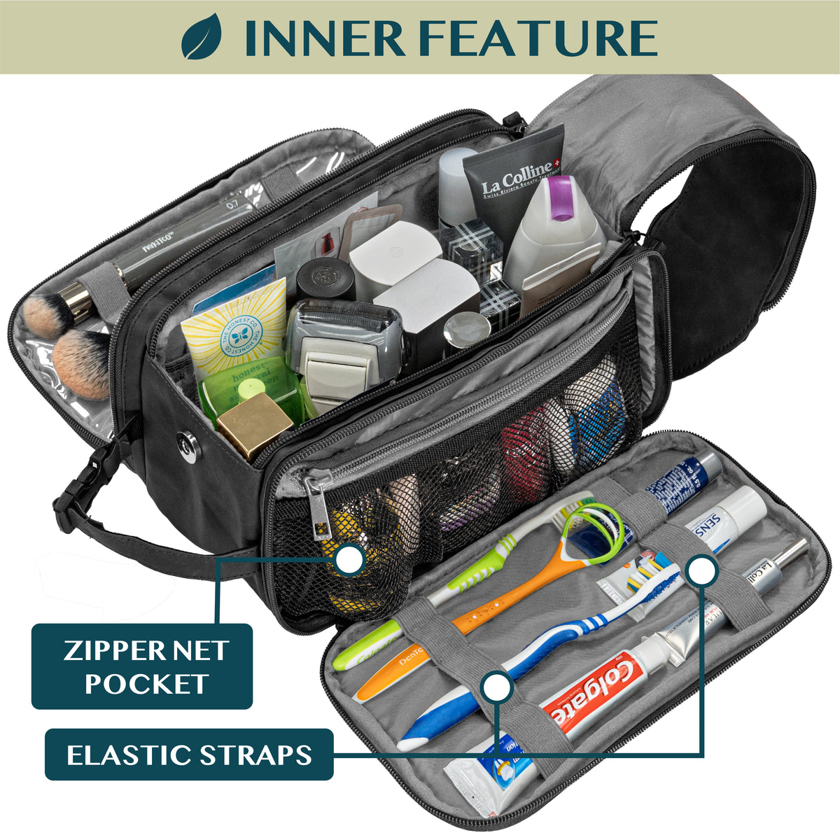 Travel Toiletry Bag Organizer for Men and Women Waterproof Cosmetic and Shaving Kit