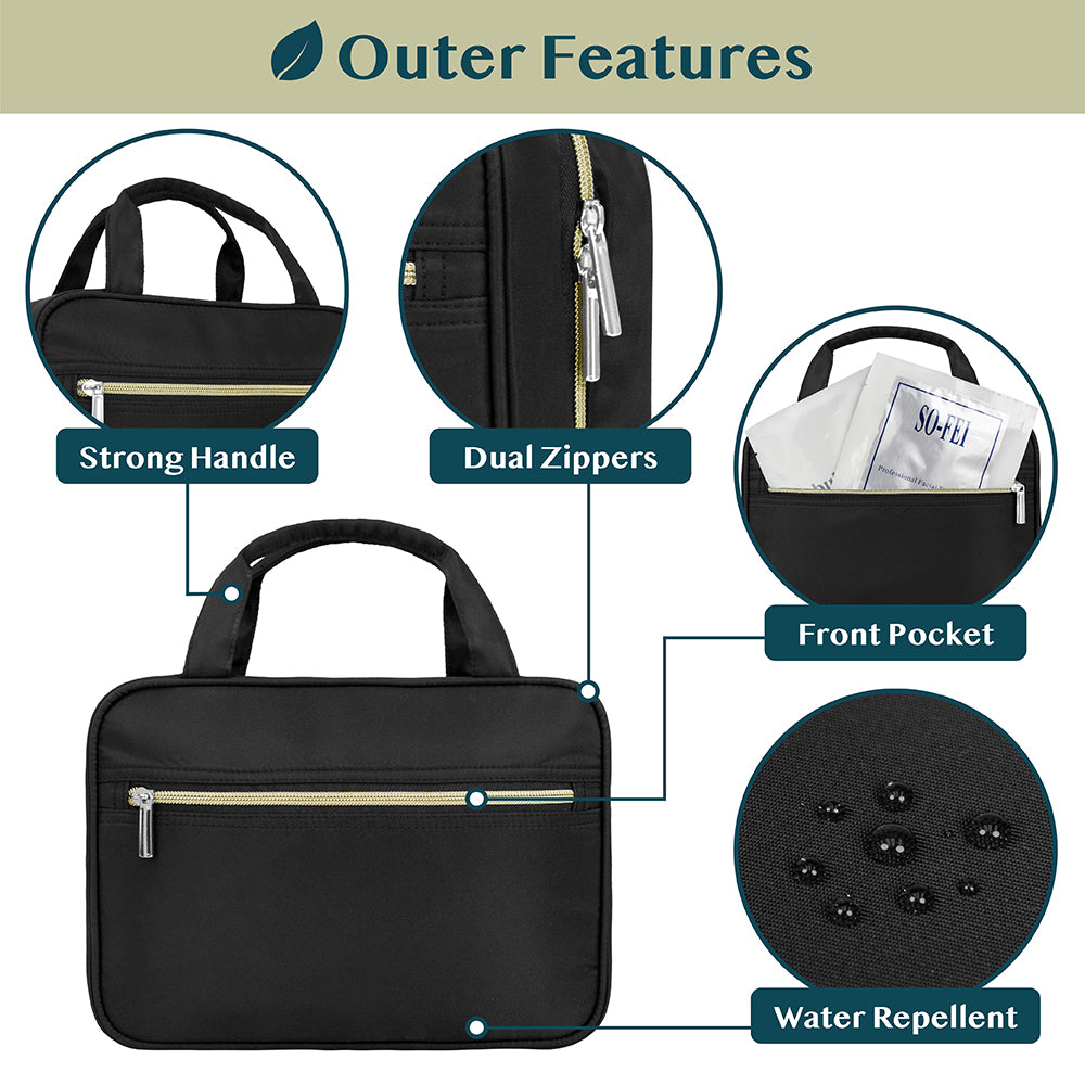 Travel Toiletry Bag with Hanging Hook Water-Resistant Organizer Pouch
