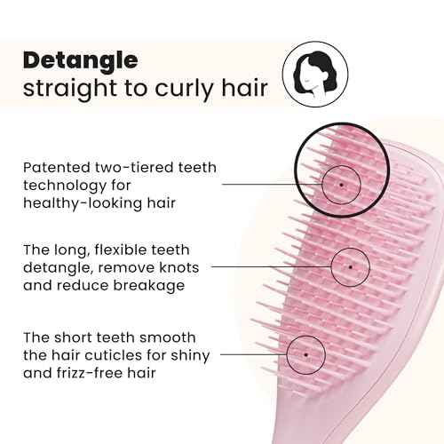 Tangle Teezer Ultimate Detangler Hairbrush, Eliminates Knots & Reduces Breakage, Mini Hair Brush for Travel, Small Hands & All Hair Types, Millennial Pink