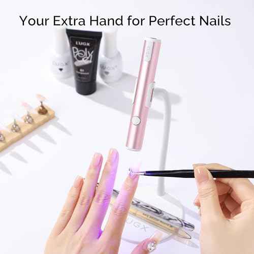 L'UGX Magnetic Handheld uv Light for Gel Nails Stand ? 360¡Æ Rotating Iron Base Holder, Strong Magnetic Mount for Gel Nail Dryer Pen,Detachable Support for Manicure Table or Salon Use