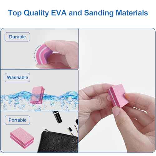 80/80 Grit Nail Buffers (50 Pack), Mini Nail Buffer Block Nail Files for Acrylic Nails and Natural Nails, Coarse Nail Buffer Blocks Bulk Buffing for Nail Buff Professional Manicure File Set Pink