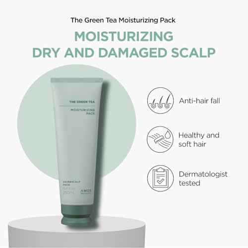 AMOS PROFESSIONAL The Green Tea Moisturizing Pack, Hair & Scalp Treatment for Thinning Hair, Korean Hair Mask, Strengthening Hair, All Hair Types, 8.4 fl. oz.
