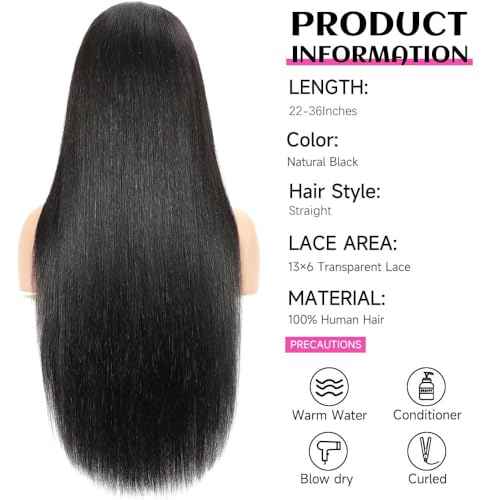 TAIKOU 13x6 Lace Front Wigs Human Hair 200 Density 13x6 HD Transparent Lace Front Wigs Human Hair Pre Plucked Straight Human Hair Wig With Baby Hair For Women 22Inch