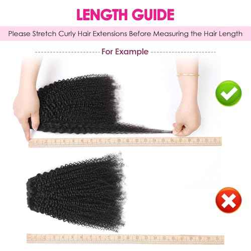 Afro Kinky Curly Clip In Hair Extensions Human Hair for Black Women 8Pcs 20 Clips Brazilian Virgin Remy Hair 4B 4C Natural Black Double Weft Thick Ends 120g Soft & Scalp-Friendly 22 Inch