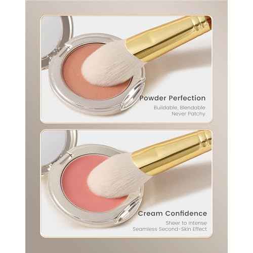 Desert Oak Series CM 160 Angled Blush Brush for Cheeks ? Ideal for Powder & Cream Blush, Golden Brass Ferrule, Ebana Bubinga Handle, Soft Nylon Bristles