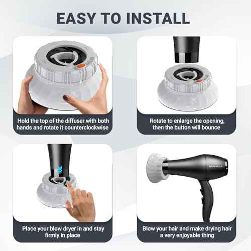 Universal Hair Diffuser: Hair Dryer Diffuser Attachment for Curly & Wavy Hair, Fits 1.4-2.4 Inch Nozzles, Ideal for Long Thick Hair, Hair Styling Tool£¬White