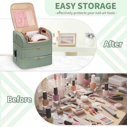 Extra Large Nail Polish Organizer Holds 117 Bottles - Three Layer Nail Organizers And Storage Bag, Portable Nail Supplies Organizer Case, Nail Tech Kit Travel Carrying Box with Shoulder Strap