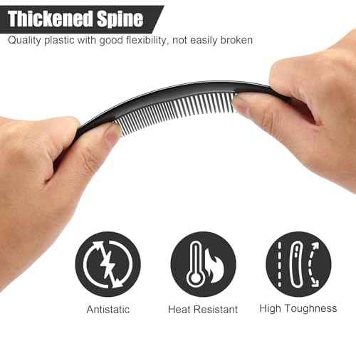 NICEMOVIC Pocket Combs Bulk for Men 50 Pack, Homeless Supplies Bulk, Mens Hair Beard Barber Disposable Wide Fine Tooth Travel Plastic Small Mini Comb Set Individually Wrapped for Hotel Shelter (Black)