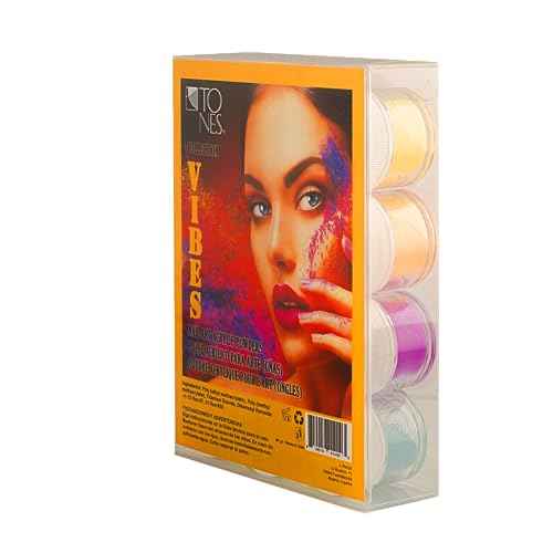 TONES Acrylic Powder Collection ? Premium Set for Nail Design, Durable Wear - Artistic Creations | Brilliant Blends ? Lustrous Coat | 12 Shades (Vibes)