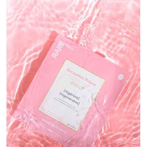 RARE Paris - Exception Ros?e - Regenerating Facial Sheet Mask - Hydrating & Brightening - With Ceramides & Omega-3 & 6 - Brightening, Firming & Revitalizing - Multi-Active Serum Formula - 5 Pack