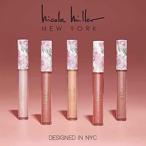 Nicole Miller Lip Gloss Collection Shimmery Glosses for Women and Girls Long Lasting Color Set with Rich Varied Colors, Flowery Pink, 10 Count (Pack of 1)
