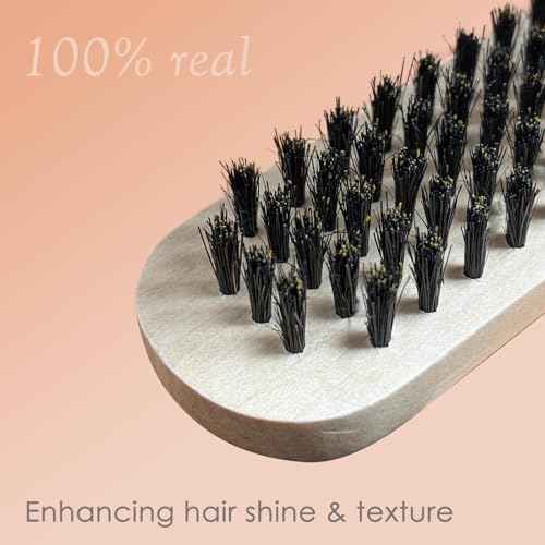 Double Sided Bristle Hair Brush, Clamp Hair Brush Use for Smoothing and Straight Hair Styles, Wooden Hair Straightening Brush