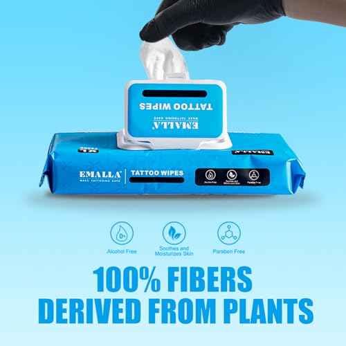 Emalla Tattoo Wipes, Extra Large 192pcs All in One Premium Tattoo Care Wipes to Clean Skin and Tattoo Aftercare Tattoo Supplies (4 Pack)