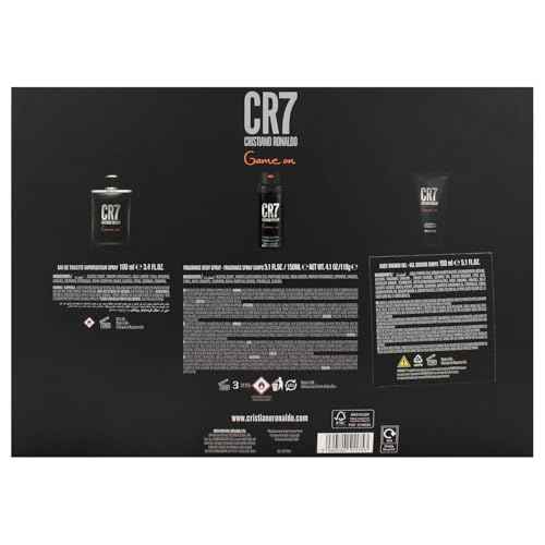 Cristiano Ronaldo Game On for Men - 3 Pc Gift Set 3.4oz EDT Spray, 5.1oz Shower Gel, 4.1oz Body Spray