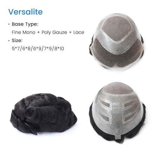 Toupee for Men Lace+PU Base Real European Human Hair Pieces for Mens Hair Prosthesis Patch Units Hair Replacement System for Men (7x9")