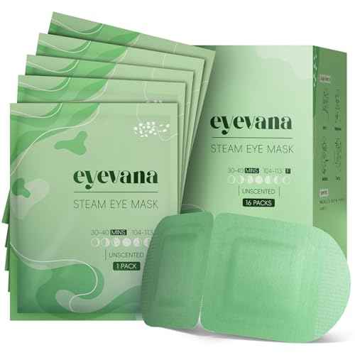 16 Packs Steam Eye Mask, Extra Deep Heat for Dry Eyes, Fast Relief for Irritation, Stye, Puffy Sensitive Eyes and Eye Strain, Disposable Self Heating Warm Compress (Unscented)