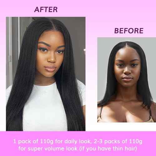 IDN BEAUTY Genius Weft Straight Clip In Hair Extensions Human Hair For Black Girl Women, Virgin Hair Longer Lifespan, Invisible Seamless PU Weft Clip Ins, 18 Inch 110g 7Pcs Natural Black