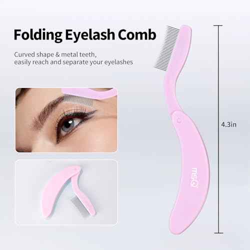 Eyelash Comb MSQ Eyelash Separator Tool Eyelash Comb Separator Folding Eyelash Brush Separator Lash Comb for Eyelash Makeup Brush (Pink)