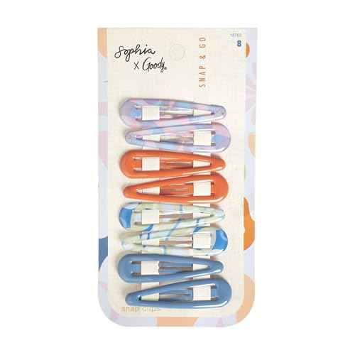 Goody x Sophia Yeshi Snap & Go Epoxy Contour Clips, 8 Count, Assorted Pastels, Snap Clips, Suitable for All Hair Types, Pain-Free Hair Accessories for Women, Men, & Kids, All Day Comfort