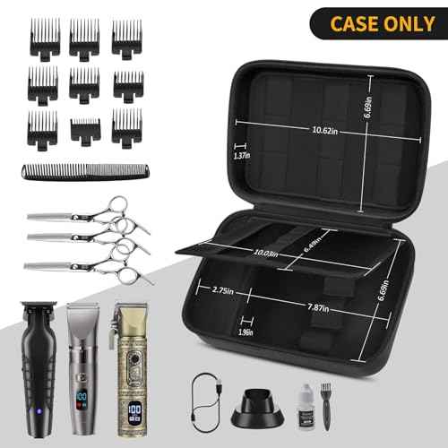 Boobowl Barber Accessories Bag for Clippers and Supplies, Mens Hair Trimmers Box, Portable Clipper Storage Holder Organizer for Hair Cutting, Guard Grooming Kit and Barbers Supplies (Bag Only) -Black