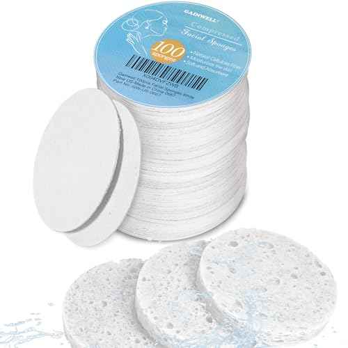 GAINWELL 100PCS Compressed Facial Sponges, Cleansing, for Personal Spa Esthetician Use, White