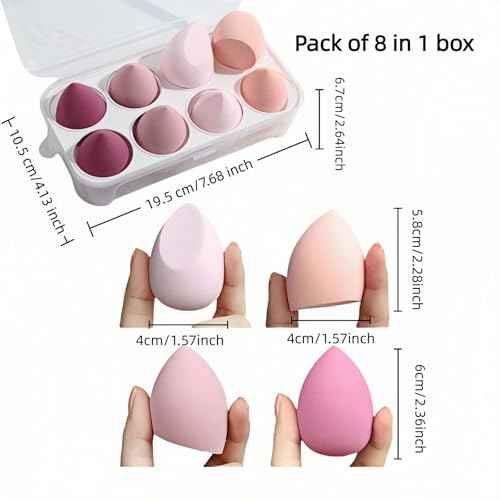 8pcs Makeup Sponges Set - Latex-Free, Blending Beauty Sponge for Liquid, Cream & Powder, Soft Non-Absorbent, Multi-Size with Case£¬Multi-Shape Beauty Blenders for Liquid and Powder