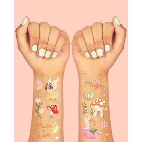 xo, Fetti Woodland Fairy Temporary Tattoos - 84 Foil Styles | Magical Princess Birthday Supplies, Forest Baby Shower Decorations, Girls Garden Accessory