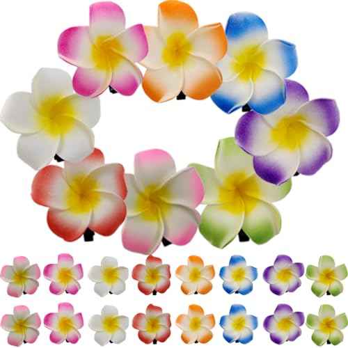 40PCS Frangipani Artificial Foam Hair Clips for Bridal, Wedding, Luau, Beach, Tropical Party Decorations