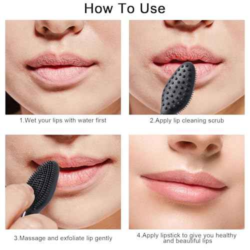 20 Pcs Lip Exfoliator Scrub Brush, Ooloveminso Silicone Lip Scrubber Exfoliating Brush, Soft Double-Side Lip Exfoliator Tool for Dark Lips, Lip Care and Beauty-Black
