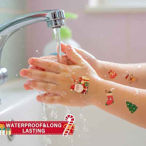 Glow in the Dark Christmas Tattoos for Kids, 35 Sheets | 350+ Cute Luminous Patterns, Christmas Stocking Stuffers Kids, Temporary Tattoos for Girls & Boys with Santa Claus, Reindeer, Snowmen & More