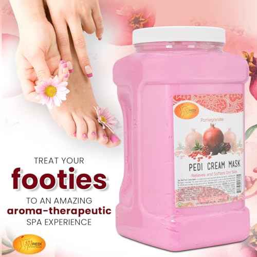 SPA REDI - Body and Foot Cream Mask, Pomegranate, 128 Oz - Pedicure Massage for Tired Feet and Body, Hydrating, Fresh Skin - Infused with Hyaluronic Acid, Amino Acids, Panthenol, Comfrey Extract