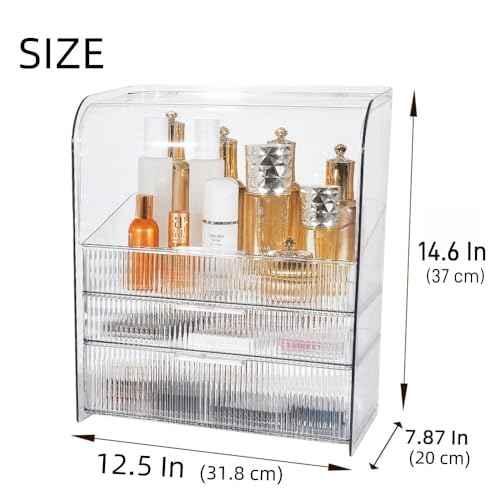 Makeup Storage Organizer Box Large Cosmetic Display Cases Dustproof and Waterproof Cosmetic Organizer Countertop Skincare Organizer