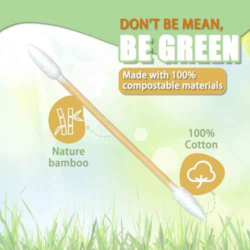 1000 Precision Tip Bamboo Cotton Swabs ? Biodegradable & Organic Cotton Buds with Precision Tips ? Eco-Friendly Wooden Swabs for Makeup, Cleaning, Crafts, and Baby Care