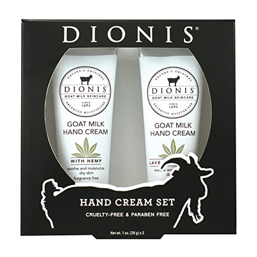 Dionis Goat Milk Skincare Milk & Hemp Hand Cream Gift Set - Unscented Hemp Seed Oil Cannabis Sativa Blended Lotions - Soothe & Relieve Dry, Itchy Hands - Deeply Moisturize & Restore Skin, 2 1 oz Tubes