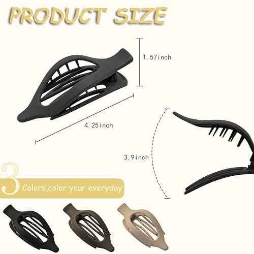 Flat Claw Clips for Women, Large Duckbill French Hair Clips, 6 Pack Non-Slip Matte Hair Accessories for Thick & Thin Hair