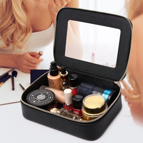 Pinkmik Clear Makeup Bag Travel Case Portable transparent Cosmetic Bag Case Clear Travel Toiletry Makeup Bag for Car with Zipper for Women (L/Purple, M)