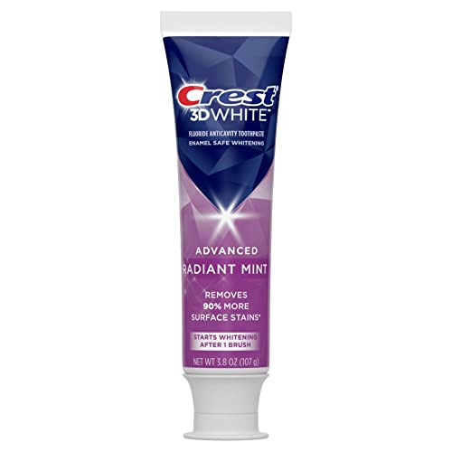 Crest 3D White Radiant Mint, Teeth Whitening Toothpaste, 3.8 oz, Pack of 2